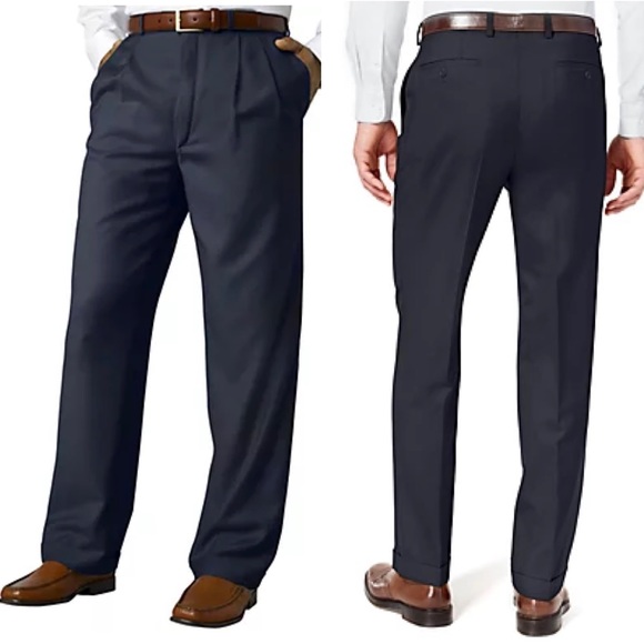 NWT Lauren Ralph Lauren Navy Classic Fit Total Comfort Pleated Dress Pants